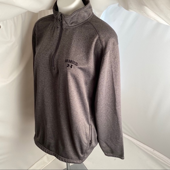 Under Armour Brandeis University gray half zip logo performance pullover XL - Picture 2 of 10